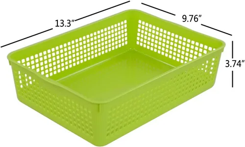 Miniatura 3 de Bandeja de almacenamiento de plástico, cesta rectangular de plástico para aula, paquete de 6