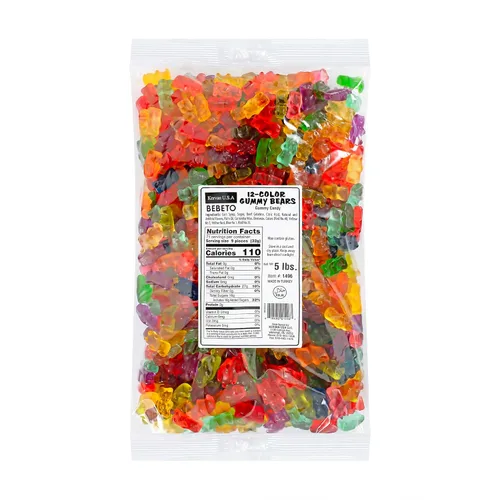 Kervan Candy Bebeto 12 Sabores Gomitas de Oso - Gomitas Afrutadas, Blandas y Dulces a Granel para Niños, Snacks de Regalo y Fiestas - Bolsa de