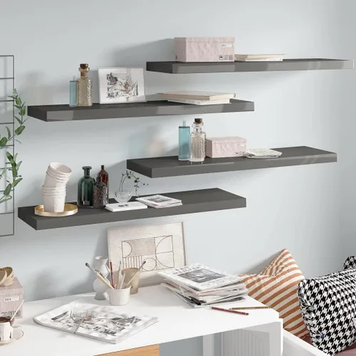 Miniatura 159 de Estantes flotantes de pared, juego de 4 estantes decorativos para montar en la pared, estante colgante con soportes invisibles para decoración