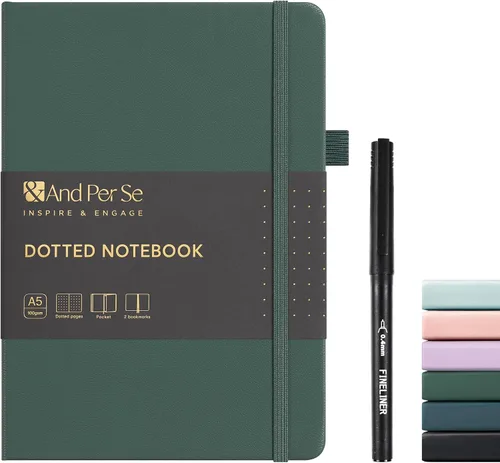 Miniatura 15 de &And Per Se Juego de diario y bolígrafo forrados, cuaderno A5 de tapa dura de cuero con bolígrafo y juego de papelería, 160 páginas de 3.53 oz/m²