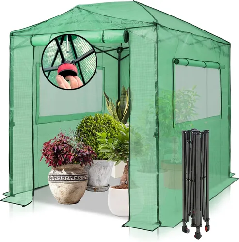 EAGLE PEAK - Invernadero instantáneo emergente, para plantas de jardinería en interiores y exteriores, puertas con cremallera enrollable y ventanas