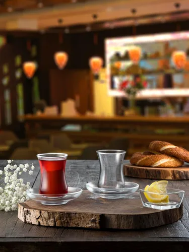 Miniatura 6 de Tazas y platillos turcos, 12 piezas, auténticos vasos de té turco de cintura delgada, juego de té tradicional perfecto para fiesta de té árabe