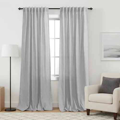 Miniatura 85 de KOUFALL Cortinas de lino azul marino de 84 pulgadas de largo, cortinas transparentes azul oscuro para sala de estar y dormitorio, medianoche
