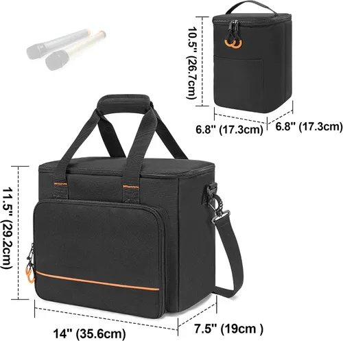 Miniatura 6 de PGmoon Funda de micrófono inalámbrico con 9 ranuras, bolsa de viaje para sistema de micrófono de mano, funda de transporte para cantar, karaoke