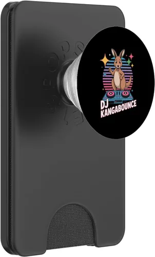 Miniatura 8 de DJ Kangabounce Kangaroo Party DJ Retro Tocadiscos Vibes PopSockets Adhesivo PopGrip