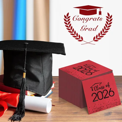Miniatura 8 de 100 servilletas de graduación de clase 2025, servilletas desechables de papel de felicitación de graduación, toallas de mano cuadradas de papel