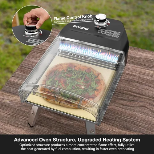 Miniatura 4 de Mimiuo Horno de pizza de gas para exteriores, hornos portátiles de propano para pizza para exteriores, estufa de pizza profesional con piedra