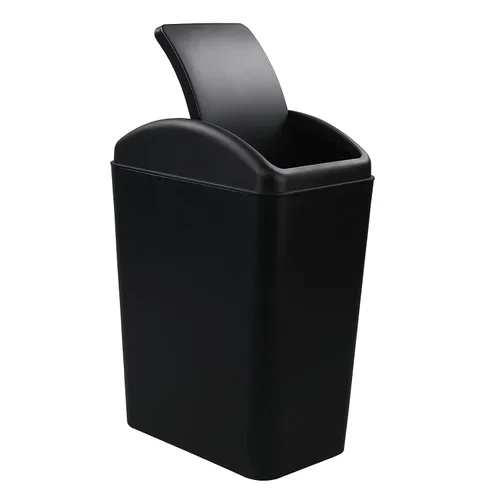 Cand 1 bote de basura de 4 galones, cubo de basura de plástico con tapa giratoria, 16 L (negro)