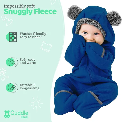 Miniatura 74 de Enterizo de vellón para bebé, rómper de una sola pieza con capucha para niños, ropa para exteriores, chaqueta infantil