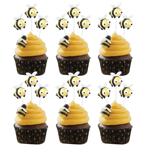 Gyufise 24 adornos para cupcakes de abejorros de abejorro, pequeñas figuritas de abeja, selecciones de cupcakes Oh Babee, decoraciones para pasteles