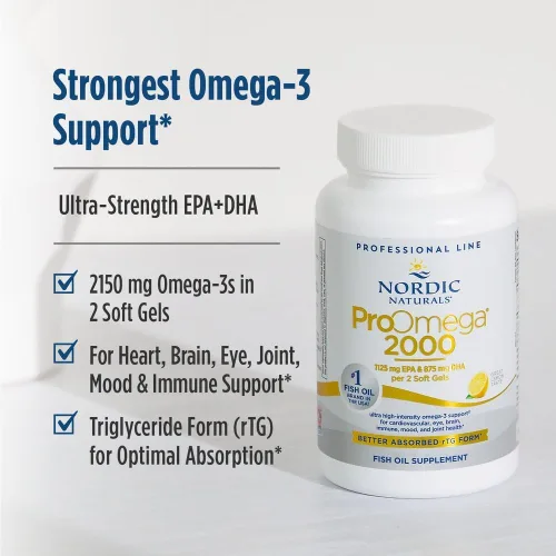 Miniatura 3 de Nordic Naturals ProOmega 2000, sabor a limón, 90 geles suaves, 2150 mg Omega-3, aceite de pescado de ultra alta potencia, EPA y DHA, promueve