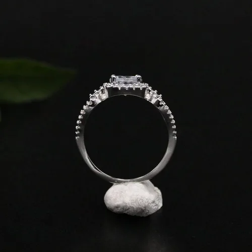 Miniatura 5 de Anillo de moda para mujer, anillos de boda, bonitos anillos de lujo para mujer, circonita cúbica, anillo cuadrado con incrustaciones de dedo