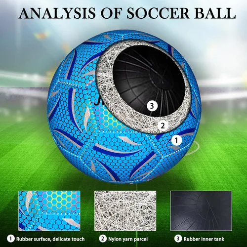 Miniatura 3 de Balón de fútbol iluminado tamaño 5, pelota de fútbol luminosa que brilla en la oscuridad, para juegos de día y noche y regalos de entrenamiento