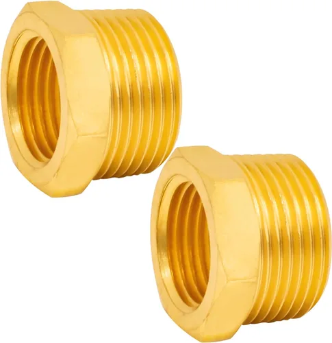 Buje hexagonal reductor de latón macizo NPT macho de 3/4" a NPT hembra de 1/2", (2 unidades), adaptador de tubería fundida reductora, accesorio de