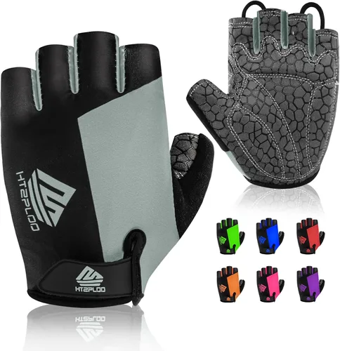 Guantes de bicicleta para hombres y mujeres con almohadilla antideslizante que absorbe los golpes, guantes de ciclismo ligeros de medio dedo