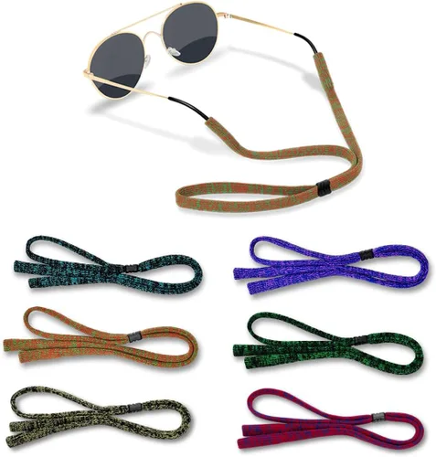 Correa para gafas (paquete de 6) soporte para gafas, correa de nailon elástico suave para hombres y mujeres