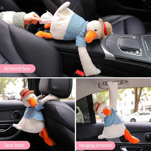 Miniatura 8 de TITA-DONG Lindo soporte de papel de pato para automóvil, caja de pañuelos creativa a tope de pato, divertida caja de almacenamiento de papel
