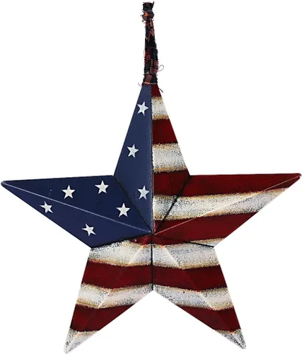 Miniatura 3 de Decoración patriótica de pared de metal con estrella de granero para interiores y exteriores, decoración primitiva, adornos de estrella para el 4