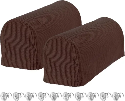 Miniatura 15 de uxcell Fundas elásticas para reposabrazos antideslizantes para sillas, sofás, fundas de brazo para sofá reclinable, 1 juego con pasadores giratorios