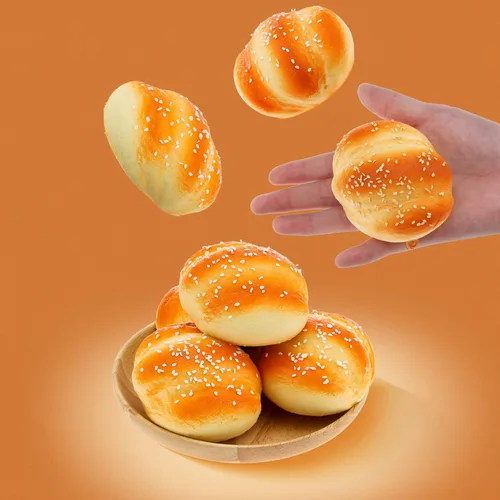 Miniatura 2 de Gresorth 6 piezas de pan de sésamo artificiales decoración de postre de sésamo sintético decoración de pastel de postre de sésamo PU modelo de pan