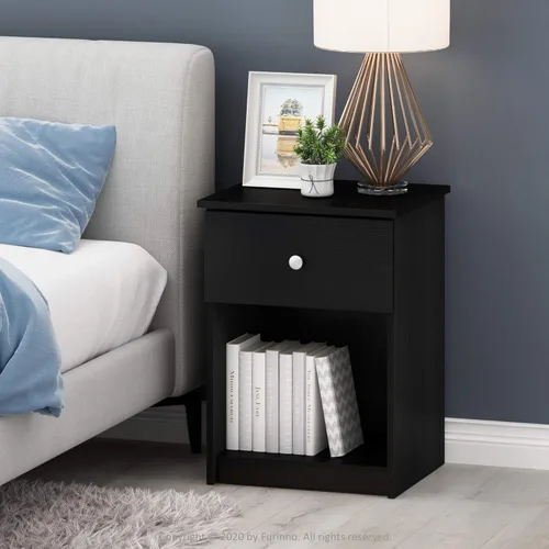 Miniatura 2 de Furinno Tidur - Mesita de noche, paquete de 1, roble negro