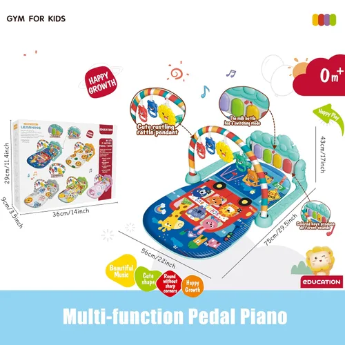 Miniatura 2 de Gimnasios de Juego para Bebés con Alfombrillas, Tapete de Gimnasio con Piano, Tapete de Actividad para Tiempo Boca Abajo con 5 Juguetes Sensoriales