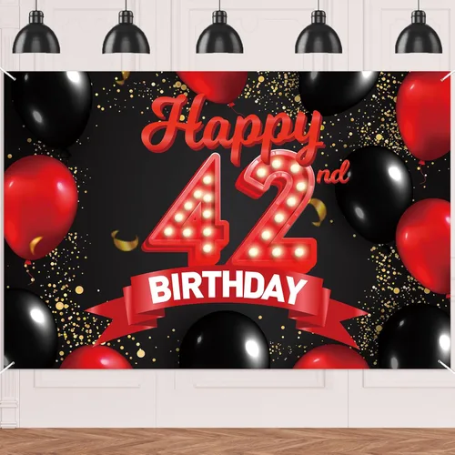 Miniatura 58 de Cartel de feliz cumpleaños 15 color rojo y negro, decoración temática de globos para niñas y mujeres, princesas de 15 años, fiesta de cumpleaños
