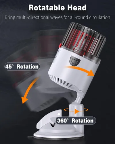 Miniatura 4 de Pawfly Acuario Wave Maker para peceras de hasta 150 galones, bomba de circulación ajustable de 2000 GPH con base de ventosa fuerte, bomba de agua