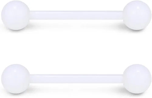 Miniatura 2 de Ruifan 14G 916 pulgadas Bioflex - Piercing de acrílico flexible para pezón y lengua recta, 14-30 piezas, Acrílico