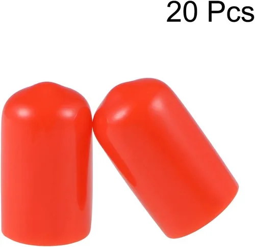 Miniatura 2 de uxcell 20 tapas de goma de 0.394 in de vinilo de identificación redonda tapa tapa de rosca de tornillo protectores rojo