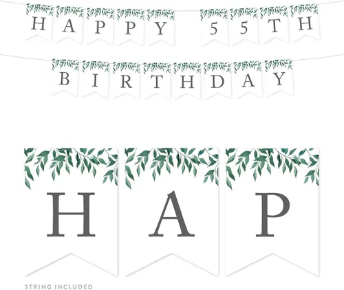 Miniatura 7 de Andaz Press Decoración de pancarta de hojas verdes naturales para fiesta de cumpleaños, 75 años de amor, aproximadamente 5 pies, 1 juego, decoración