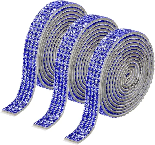 Miniatura 48 de MECCANIXITY 3 rollos de cinta de diamantes de imitación autoadhesiva de 3 yardas y 0.315 in para proyectos de artes y manualidades, pasteles de Beige