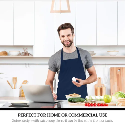 Miniatura 5 de GREEN LIFESTYLE Paquete de 12 delantales profesionales de chef – Delantales para asar para hombres, delantal de cocina impermeable para barbacoa