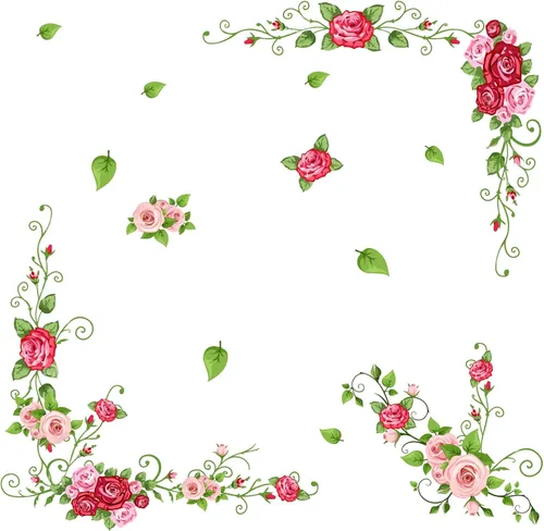 Miniatura 3 de PLIGREAT Calcomanías de pared de vides de flores, calcomanías de pared para despegar y pegar, vinilo extraíble colorido adhesivo de pared para sala