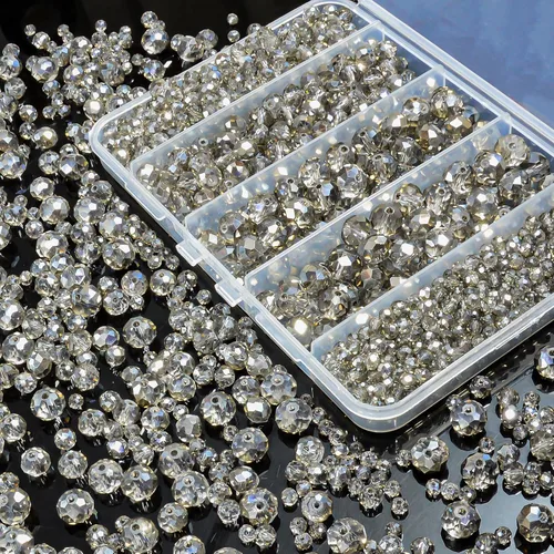 Miniatura 17 de 800 cuentas redondas de cristal de 0.236/0.396/0.394 pulgadas para joyas de bricolaje, ideales para pulseras, collares, colgantes y proyectos