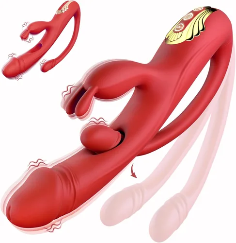 Vibrador de conejo para mujer, vibrador 3 en 1 de punto G y clítoris con 10 modos, vibrador de silicona impermeable de doble estimulación, diseño de