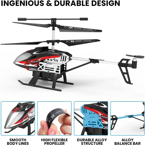 Miniatura 8 de DEERC Helicóptero de control remoto DE52, helicópteros RC de retención de altitud con estuche de almacenamiento extra, avión de 2.4 GHz juguete