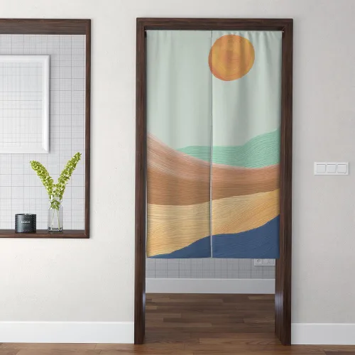 Miniatura 4 de Sun Mountain - Cortina japonesa para puerta, tapiz Noren de arte moderno para colgar en la pared, decoración del hogar, cortinas de tamaños