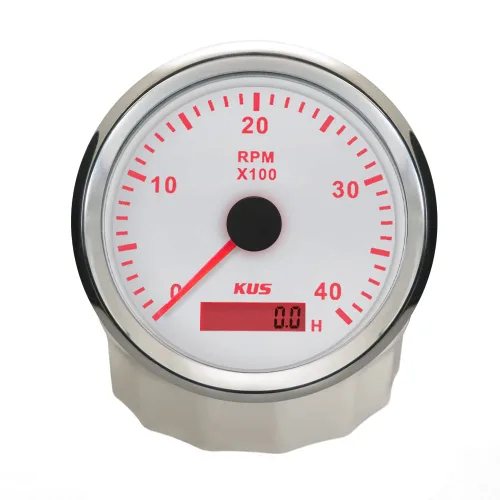 Miniatura 2 de KUS Tacómetro universal RPM medidor con medidor de horas 0-4000RPM 12V/24V con retroiluminación roja y amarilla 3.346 in