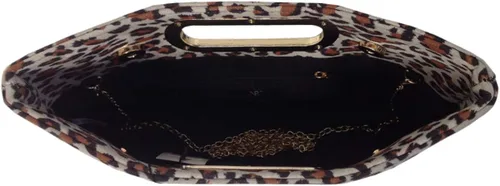 Miniatura 4 de JNB - Embrague de piel sintética con mango superior de leopardo pequeño