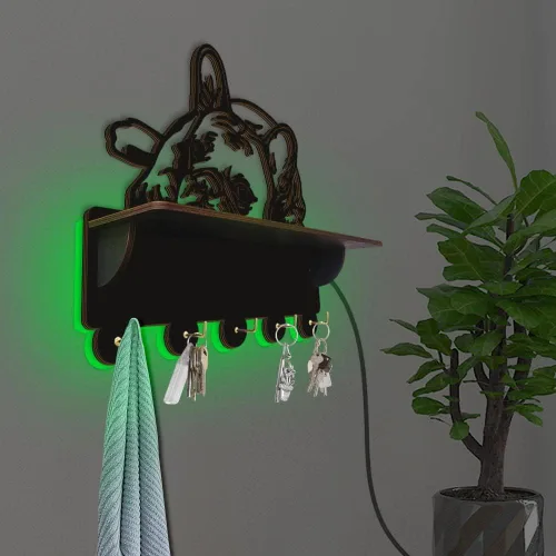 Miniatura 8 de The Geeky Days Soporte luminoso para medallas de Bulldog Francés, colgador de trofeos con estante de exhibición, letrero de luz de neón que brilla
