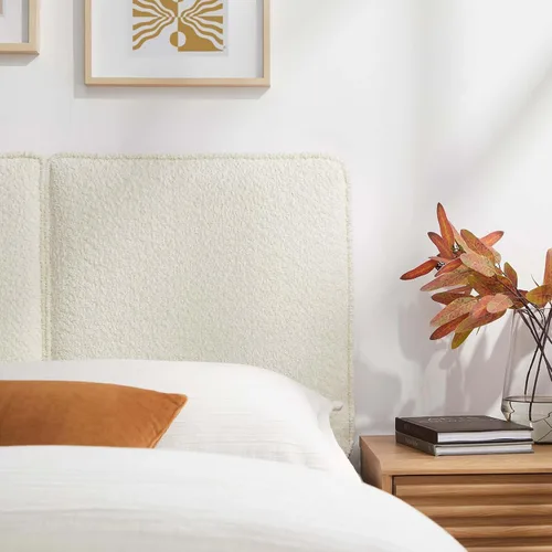 Miniatura 4 de Modway Lindee - Cabecero tapizado tamaño individual con tela de boucle pizarra, cabecero estilo almohada para habitación de niños o dormitorio