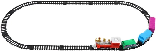 Juego de tren eléctrico navideño para pista de ferrocarril de plástico y maleta portátil, superficie lisa segura para niños y colores brillantes que