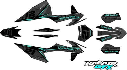 Miniatura 7 de Kit de gráficos para KTM Motocross de 2 tiempos 125 SX, 150 SX y 250 SX años 2019, 2020, 2021 y 2022 Orangecrew Series Cyan 16 Mil - Calcomanías