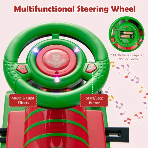 Miniatura 5 de Costzon Juguetes para montar, tren eléctrico de 6V con pistas, asiento con almacenamiento, luces intermitentes y música, respaldo, dispositivo Verde