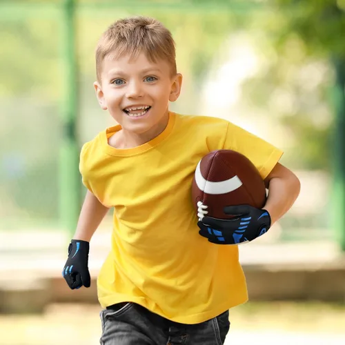 Miniatura 5 de Guantes de fútbol americano para niños de 8-12 años, guantes antideslizantes para receptor abierto juvenil, guantes de silicona de rendimiento