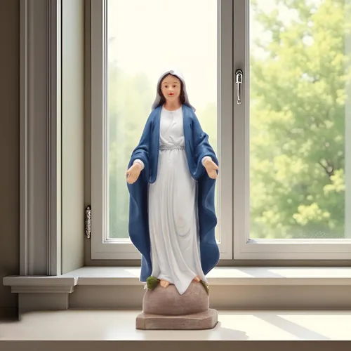 Miniatura 6 de Estatua de Nuestra Señora de Gracia – Figura de 8.5 pulgadas, decoración religiosa católica de resina para altar del hogar, mesa de oración, Azul