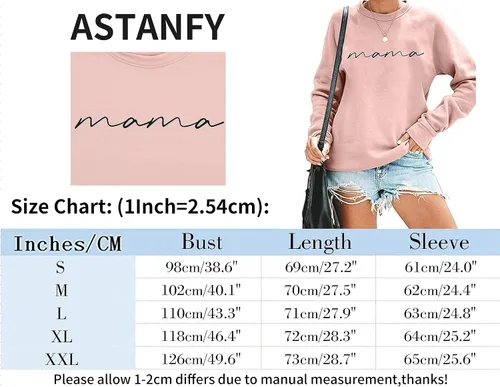 Miniatura 5 de Sudadera de cuello redondo para mujer, con estampado de letras, manga larga, holgada, a la moda