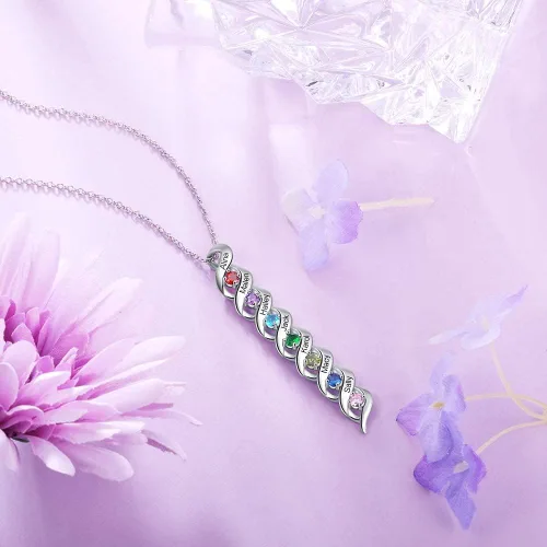 Miniatura 36 de Gemszoo Personalized Twisted Name Necklace with Simulated Birthstones Mother Daughter Pendant Gifts for Women Mom Grandma