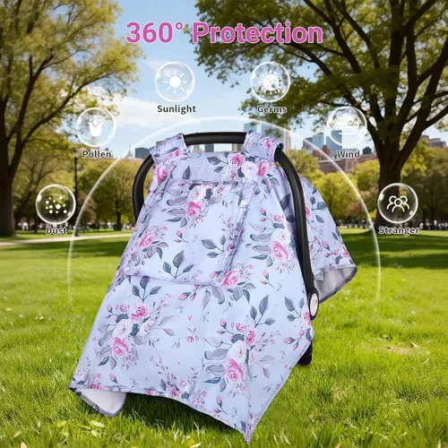 Miniatura 6 de Funda para Asiento de Coche para Bebé, Fundas para Asiento de Coche para Bebé con 2 Capas, Ventanas Transpirables, Funda para Asiento de Coche